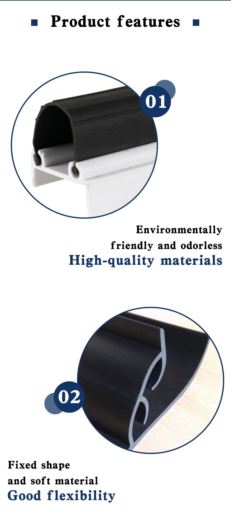 Black EPDM Rubber Garage Door Flood Barrier PVC Tpc Threshold Bottom Seal Strip 4&prime; &prime; T 1/4 Garage Door Seal Width 4 Inch
